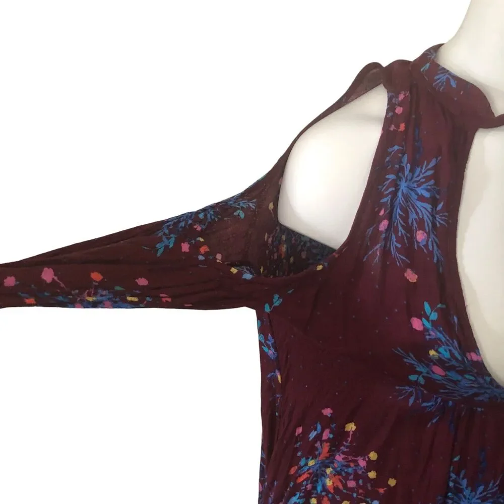 Free People Kaleidoscope Dream Tunic Top Blouse Micro Mini Dress S Cold Shoulder